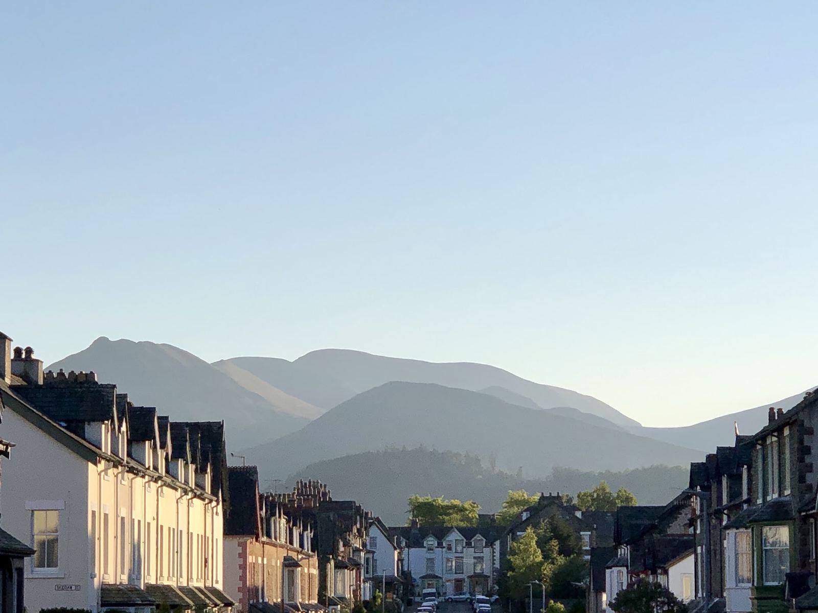 Blencathra Street, Keswick, with the fells at the end of the road